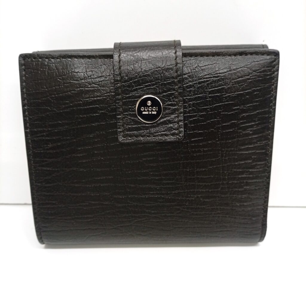 グッチ(GUCCI) レザー Wホック ロゴボタン 2つ折り財布 115052.1502